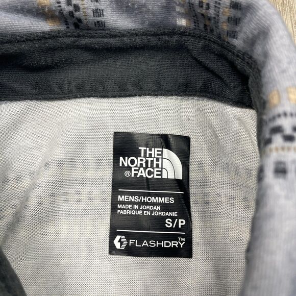 North Face Shirt Mens Small Gray Patterned FlashDry Pocket Polo Performance Top - Picture 5 of 10